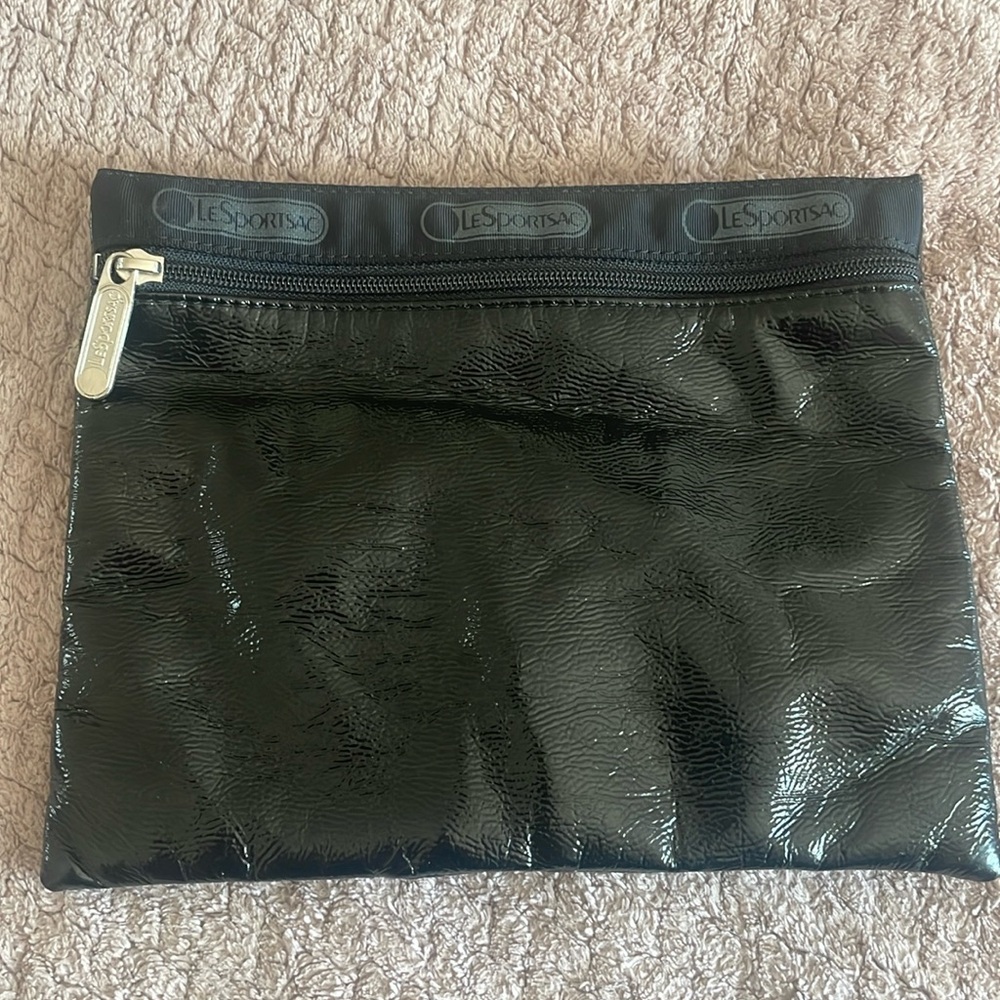 LeSportSac black shine pouch with zipper